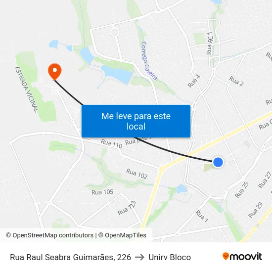 Rua Raul Seabra Guimarães, 226 to Unirv Bloco map