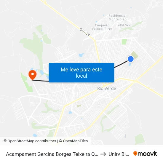 Acampament Gercina Borges Teixeira Qd3c, 19 to Unirv Bloco map