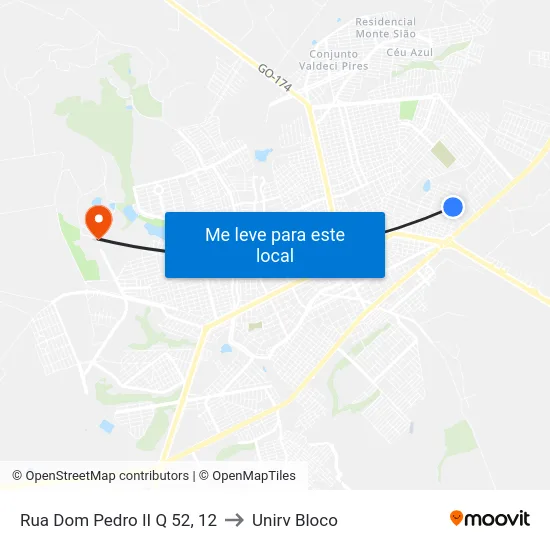 Rua Dom Pedro II Q 52, 12 to Unirv Bloco map