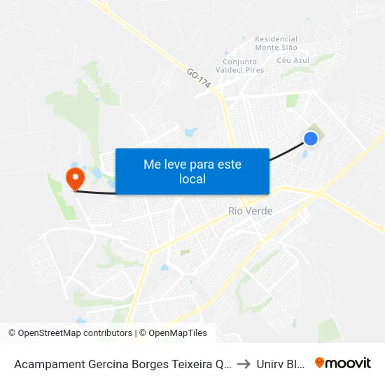 Acampament Gercina Borges Teixeira Qd4c, 19 to Unirv Bloco map