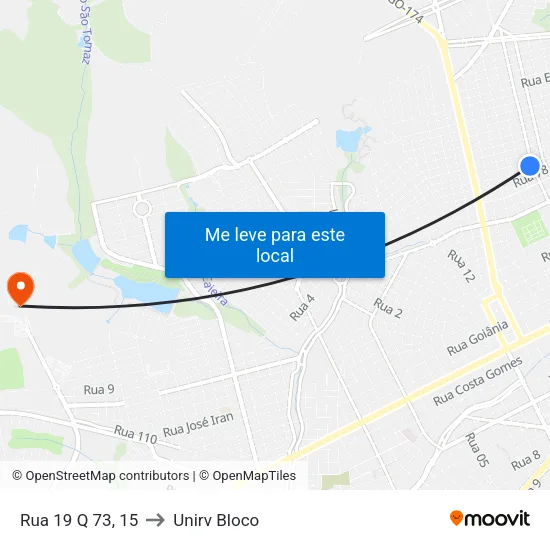 Rua 19 Q 73, 15 to Unirv Bloco map