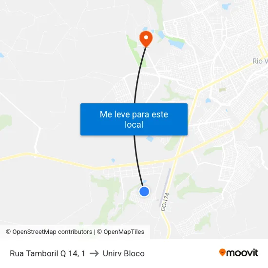 Rua Tamboril Q 14, 1 to Unirv Bloco map