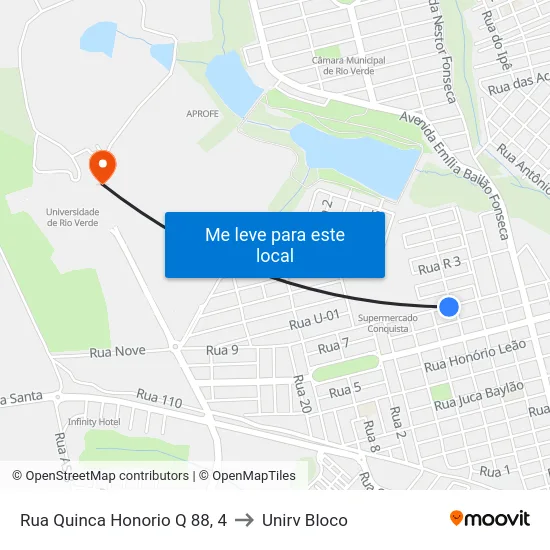 Rua Quinca Honorio Q 88, 4 to Unirv Bloco map