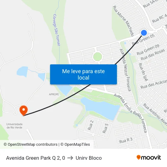 Avenida Green Park Q 2, 0 to Unirv Bloco map