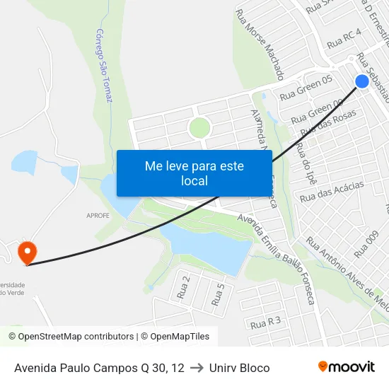 Avenida Paulo Campos Q 30, 12 to Unirv Bloco map