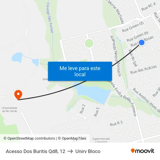Acesso Dos Buritis Qd8, 12 to Unirv Bloco map