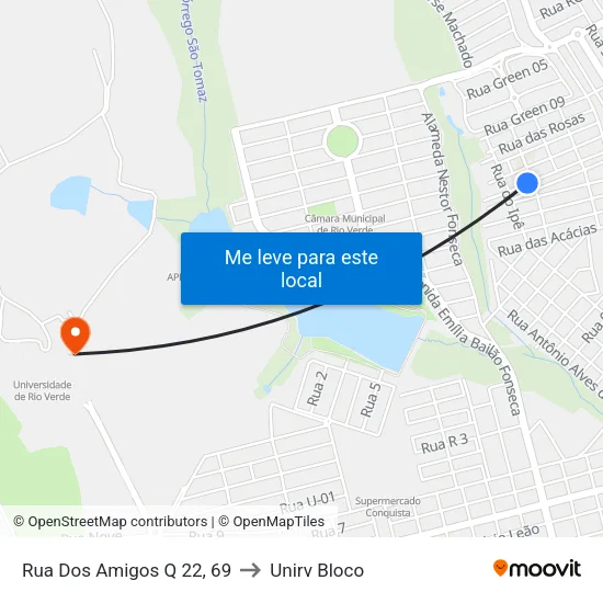 Rua Dos Amigos Q 22, 69 to Unirv Bloco map