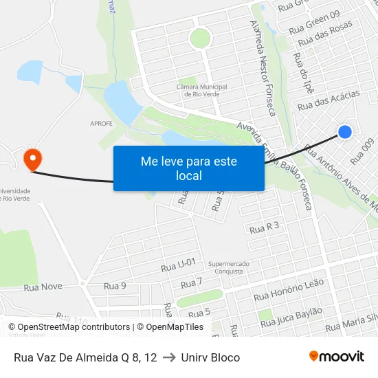 Rua Vaz De Almeida Q 8, 12 to Unirv Bloco map