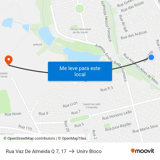 Rua Vaz De Almeida Q 7, 17 to Unirv Bloco map