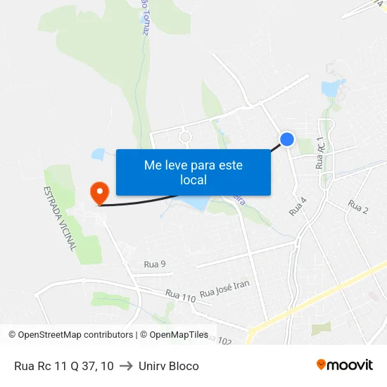Rua Rc 11 Q 37, 10 to Unirv Bloco map