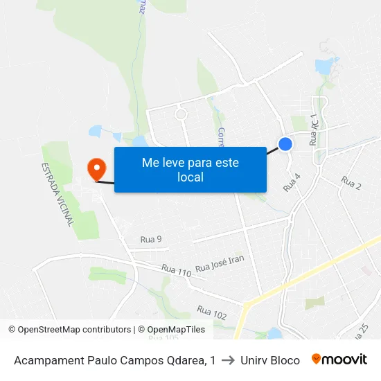 Acampament Paulo Campos Qdarea, 1 to Unirv Bloco map