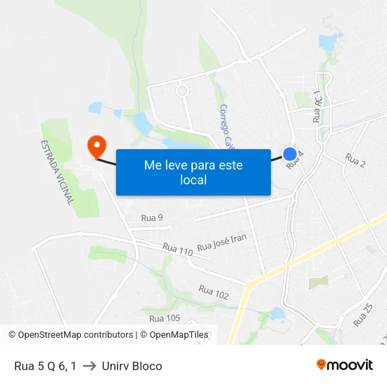 Rua 5 Q 6, 1 to Unirv Bloco map