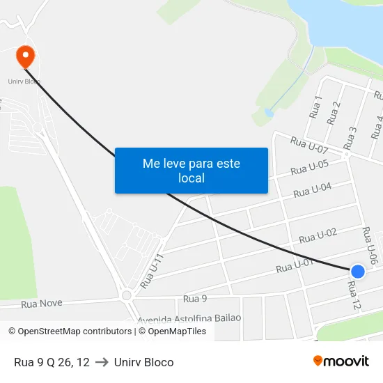 Rua 9 Q 26, 12 to Unirv Bloco map