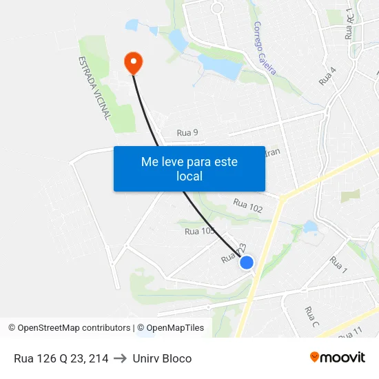 Rua 126 Q 23, 214 to Unirv Bloco map