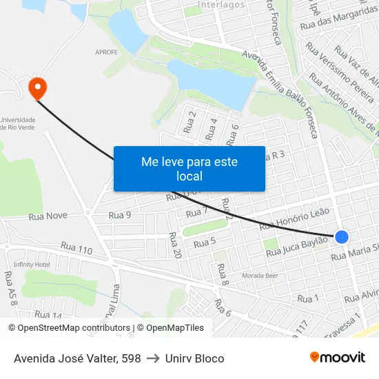 Avenida José Valter, 598 to Unirv Bloco map