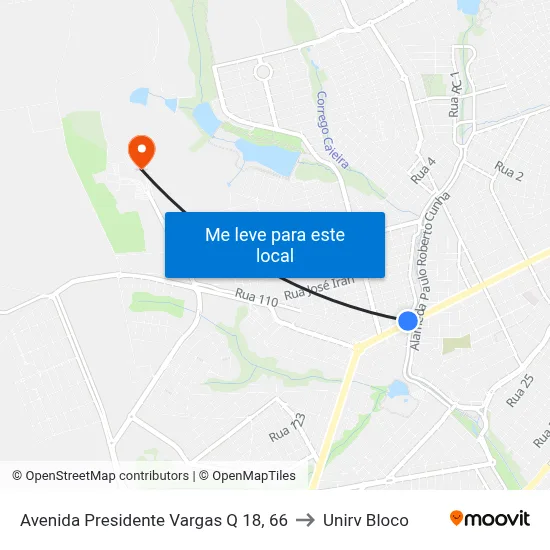 Avenida Presidente Vargas Q 18, 66 to Unirv Bloco map