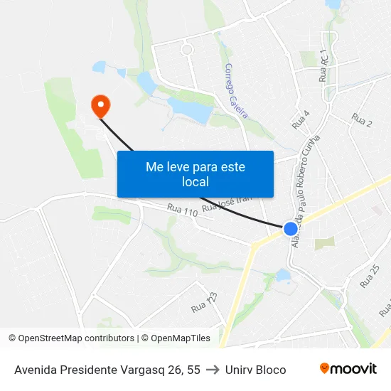 Avenida Presidente Vargasq 26, 55 to Unirv Bloco map