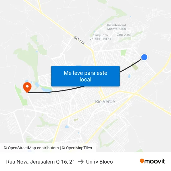 Rua Nova Jerusalem Q 16, 21 to Unirv Bloco map
