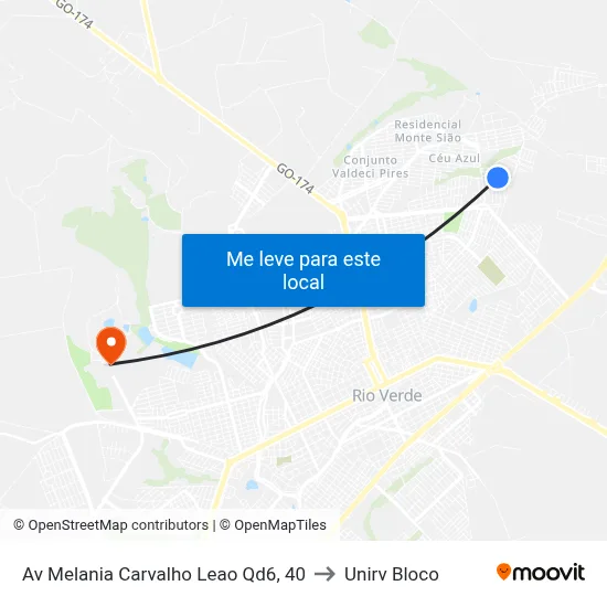 Av Melania Carvalho Leao Qd6, 40 to Unirv Bloco map