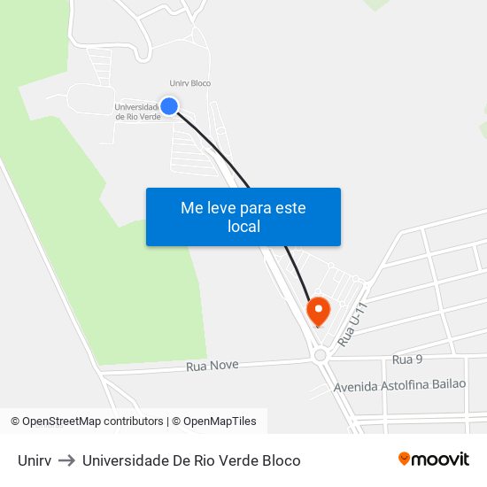 Unirv to Universidade De Rio Verde Bloco map