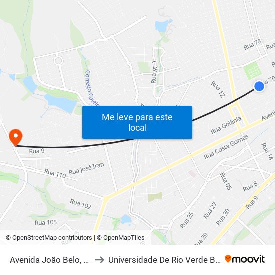 Avenida João Belo, 550 to Universidade De Rio Verde Bloco map