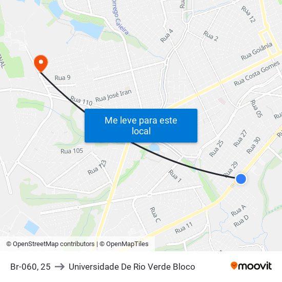 Br-060, 25 to Universidade De Rio Verde Bloco map