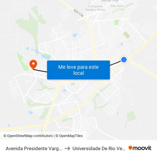 Avenida Presidente Vargas Q 37, 0 to Universidade De Rio Verde Bloco map