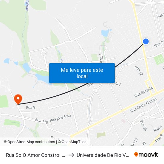 Rua So O Amor Constroi Q 109, 541 to Universidade De Rio Verde Bloco map