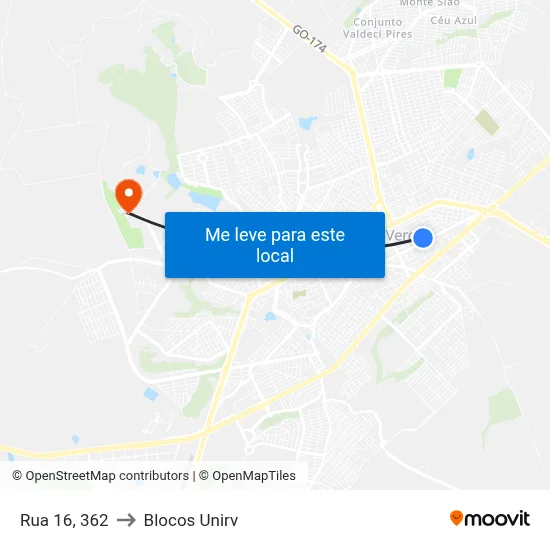 Rua 16, 362 to Blocos Unirv map