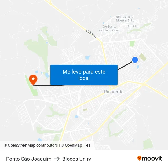 Ponto São Joaquim to Blocos Unirv map