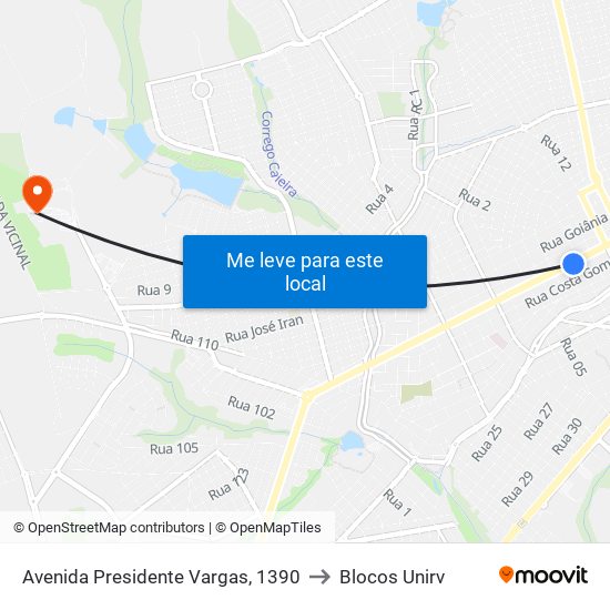 Avenida Presidente Vargas, 1390 to Blocos Unirv map