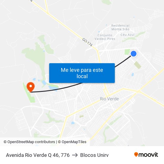 Avenida Rio Verde Q 46, 776 to Blocos Unirv map