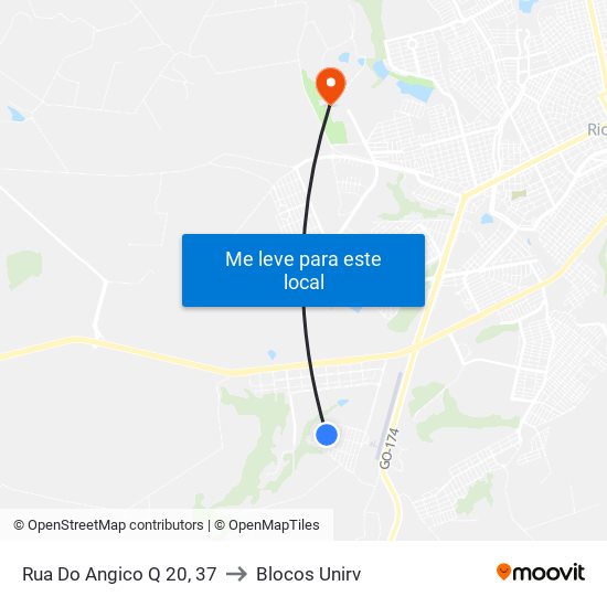 Rua Do Angico Q 20, 37 to Blocos Unirv map