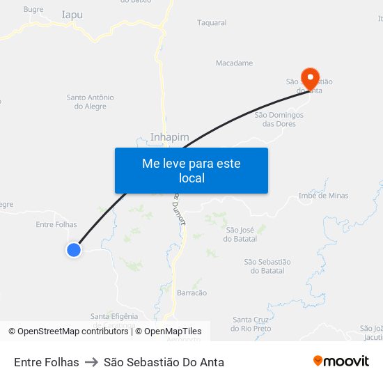 Entre Folhas to São Sebastião Do Anta map