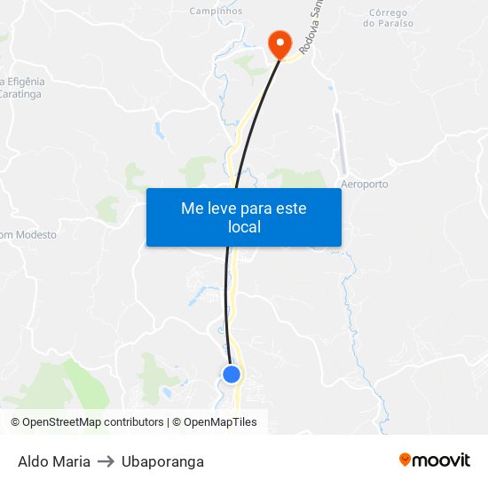 Aldo Maria to Ubaporanga map