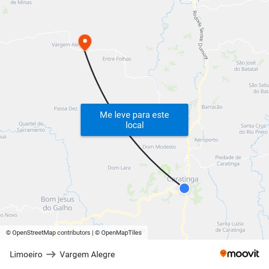 Limoeiro to Vargem Alegre map