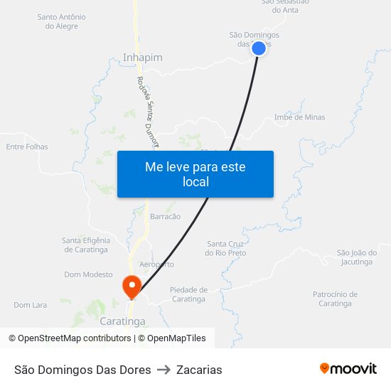 São Domingos Das Dores to Zacarias map