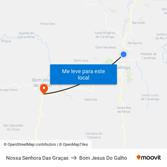 Nossa Senhora Das Graças to Bom Jesus Do Galho map