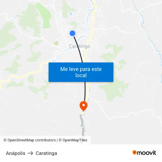Anápolis to Caratinga map