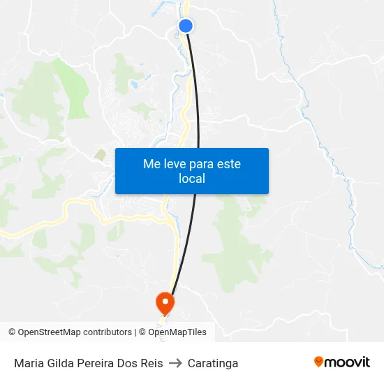Maria Gilda Pereira Dos Reis to Caratinga map