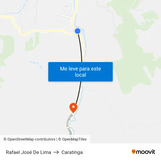 Rafael José De Lima to Caratinga map