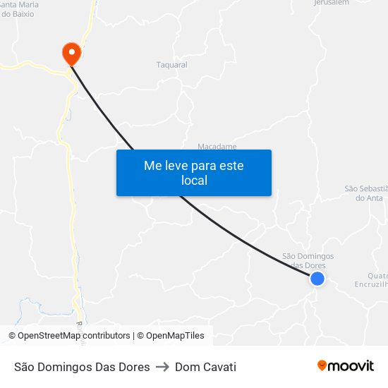 São Domingos Das Dores to Dom Cavati map