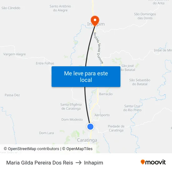 Maria Gilda Pereira Dos Reis to Inhapim map