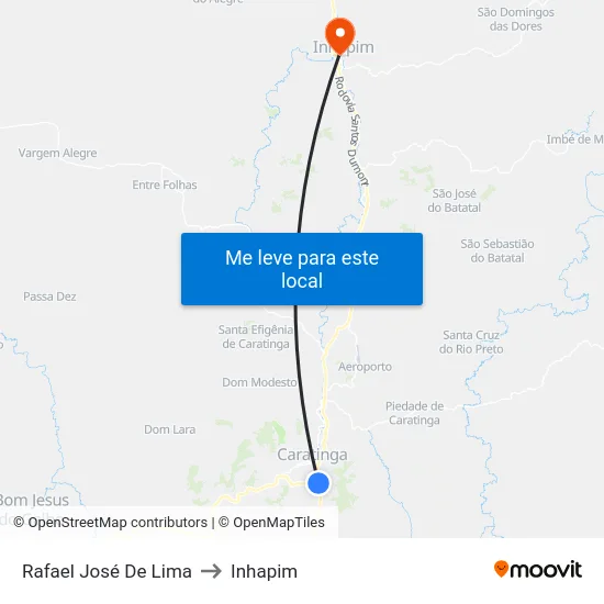 Rafael José De Lima to Inhapim map