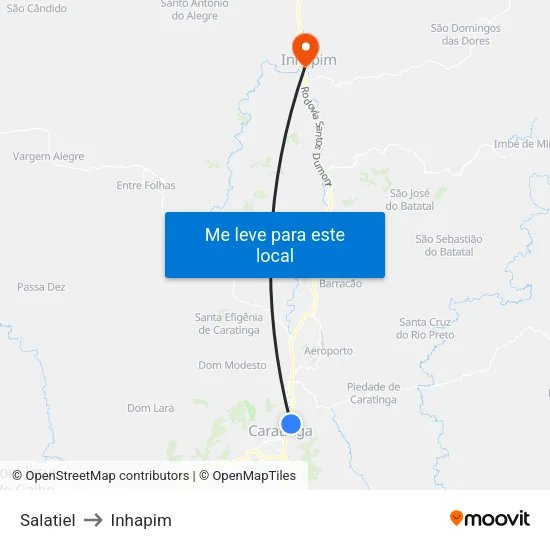 Salatiel to Inhapim map