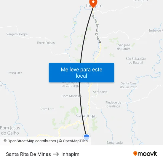 Santa Rita De Minas to Inhapim map