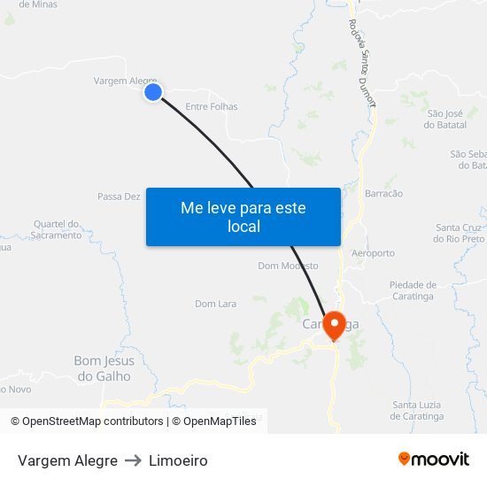 Vargem Alegre to Limoeiro map
