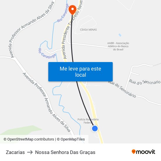 Zacarias to Nossa Senhora Das Graças map