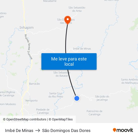 Imbé De Minas to São Domingos Das Dores map