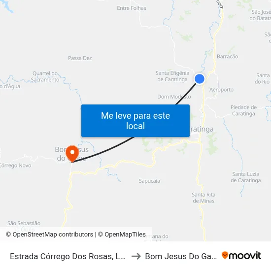 Estrada Córrego Dos Rosas, Leste to Bom Jesus Do Galho map